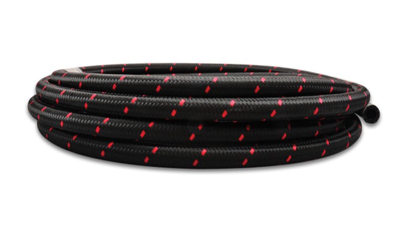 Vibrant - 6 AN Two - Tone Black/Red Nylon Braided Flex Hose E85 Friendly (20ft Roll) - BLOX Racing