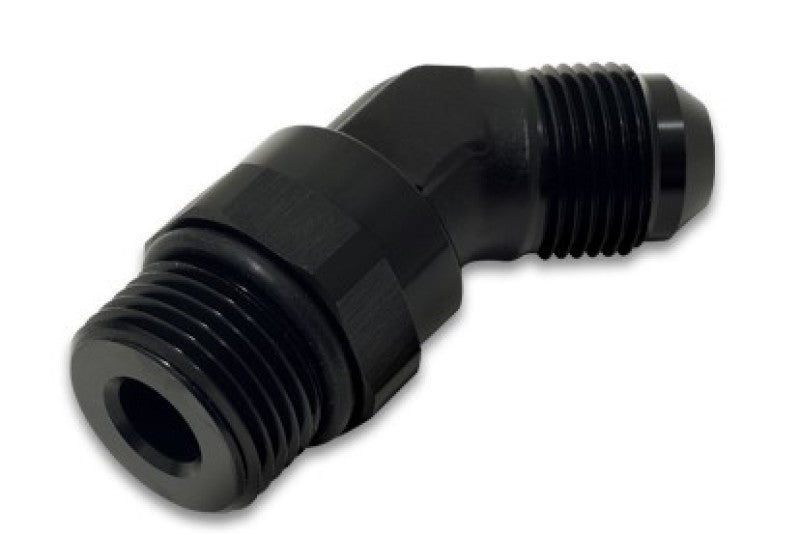 Vibrant - 6AN Male Flare to Male - 8AN ORB Swivel 45 Degree Adapter Fitting - Anodized Black - BLOX Racing