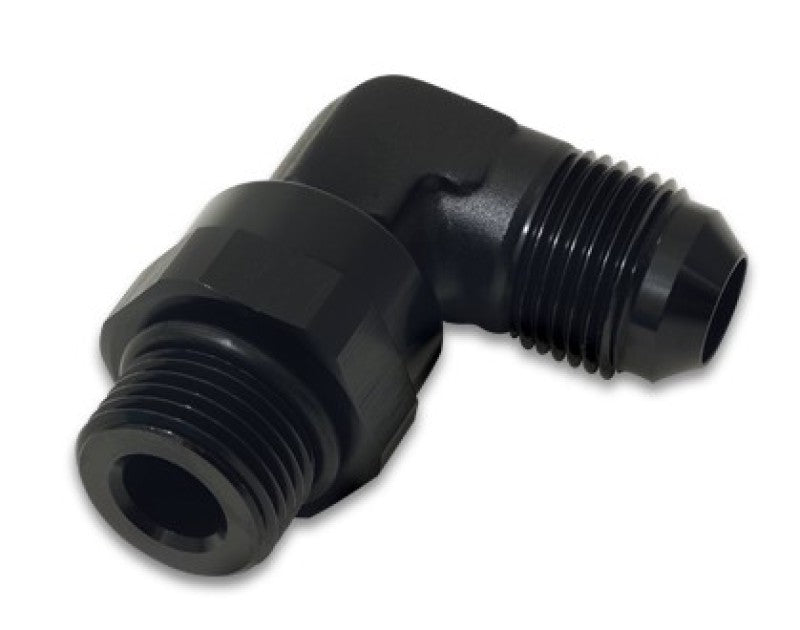 Vibrant - 8AN Male Flare to Male - 6AN ORB Swivel 90 Degree Adapter Fitting - Anodized Black - BLOX Racing