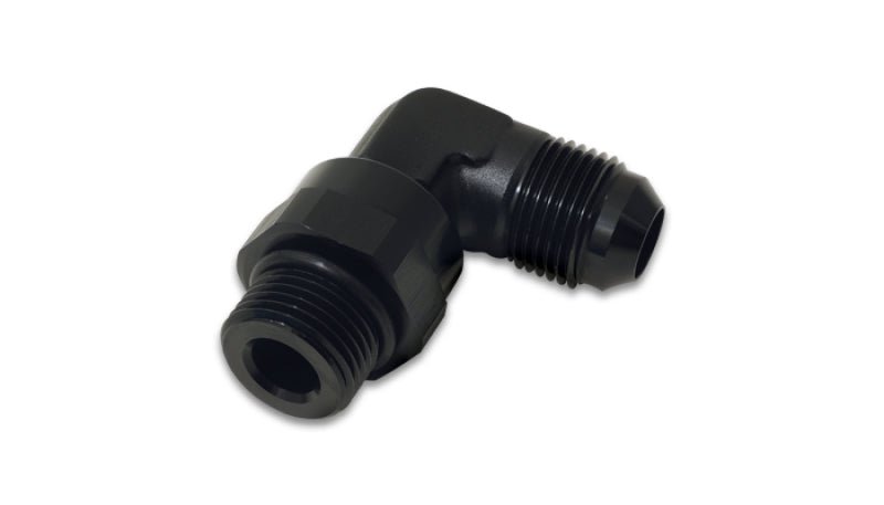 Vibrant - 8AN Male Flare to Male - 8AN ORB Swivel 90 Degree Adapter Fitting - Anodized Black - BLOX Racing
