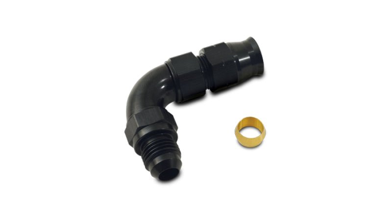 Vibrant 90 Degree 3/8in Tube to Male - 6AN Flare Adapter w/ Olive Inserts - BLOX Racing
