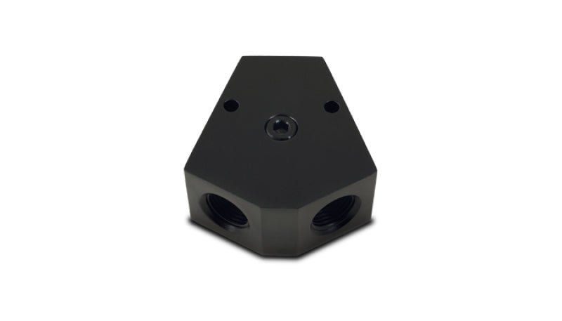 Vibrant Billet Aluminum Y - Block Fitting with 1/8in NPT Port - 3/8in NPT x 3/8in NPT x 3/8in NPT - BLOX Racing