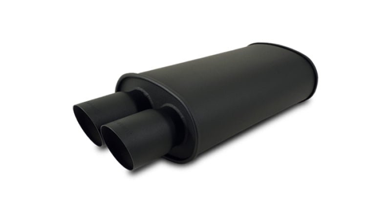 Vibrant StreetPower FLAT BLACK Oval Muffler with Dual 3in Outlets - 2.5in inlet I.D. - BLOX Racing