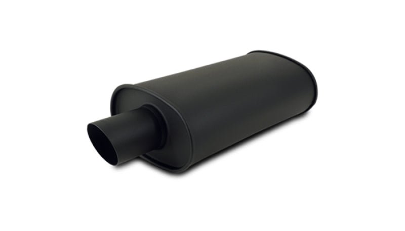 Vibrant StreetPower FLAT BLACK Oval Muffler with Single 3in Outlet - 2.25in inlet I.D. - BLOX Racing