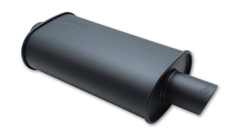 Vibrant StreetPower FLAT BLACK Oval Muffler with Single 3in Outlet - 2.5in inlet I.D. - BLOX Racing