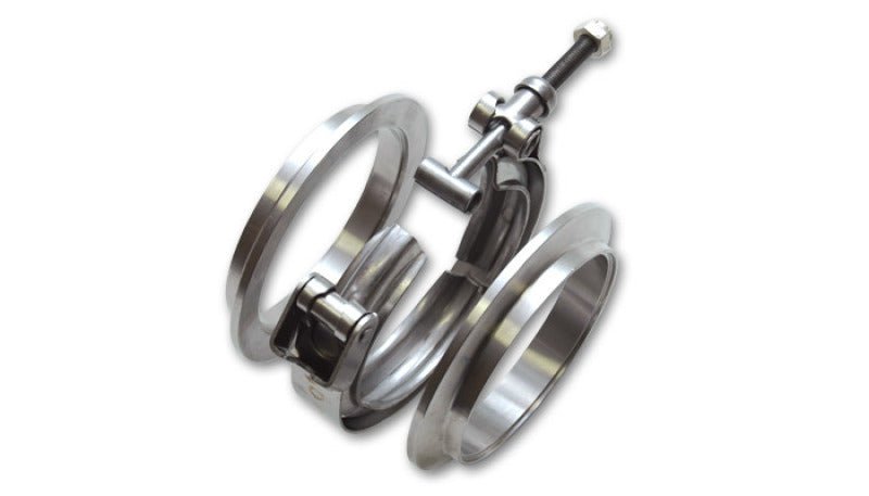 Vibrant T304 SS V - Band Flange Assembly for 2in O.D. Tubing incl 2 V - Band flanges & 1 V - Band Clamp - BLOX Racing