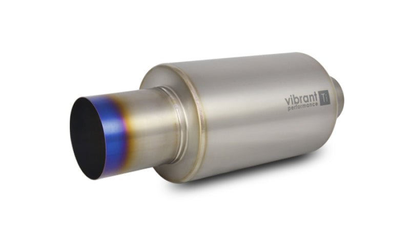 Vibrant Titanium Muffler w/Straight Cut Burnt Tip 2.5in. Inlet / 2.5in. Outlet - BLOX Racing