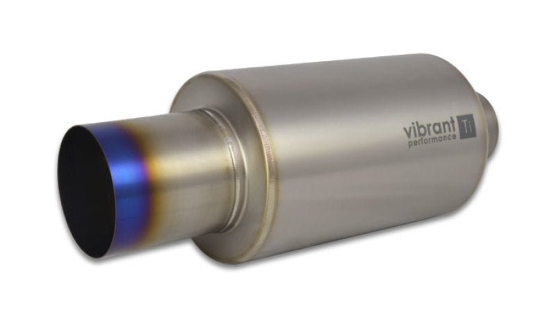 Vibrant Titanium Muffler w/Straight Cut Burnt Tip 3.5in Inlet / 3.5in Outlet - BLOX Racing