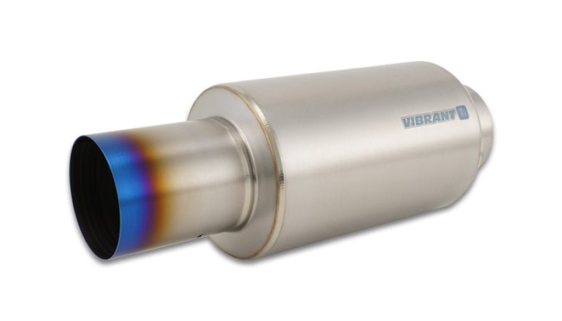 Vibrant Titanium Muffler w/Straight Cut Burnt Tip 4in Inlet / 4in Outlet - BLOX Racing
