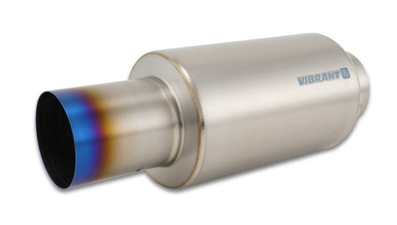 Vibrant Titanium Muffler w/Straight Cut Burnt Tip 4in Inlet / 4in Outlet - BLOX Racing